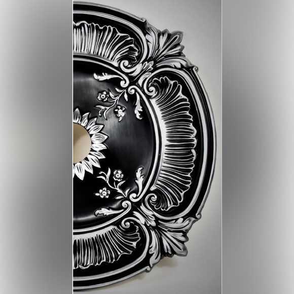 Black and Silver Chandelier Ceiling Medallion - Picture 4 of 15